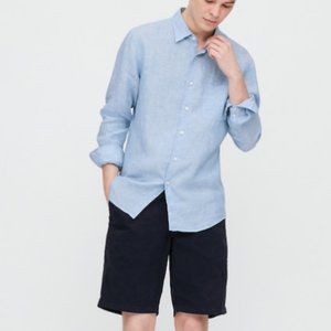 USED Uniqlo Men Premium Linen Long-Sleeve Shirt